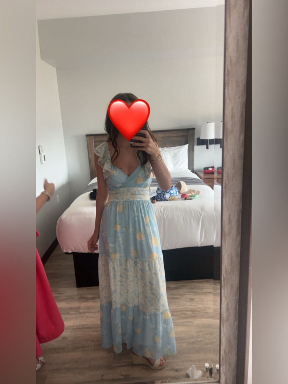 Anthropologie En Elly Flutter Sleeve Maxi Dress Floral Tiered Blue Yellow Small